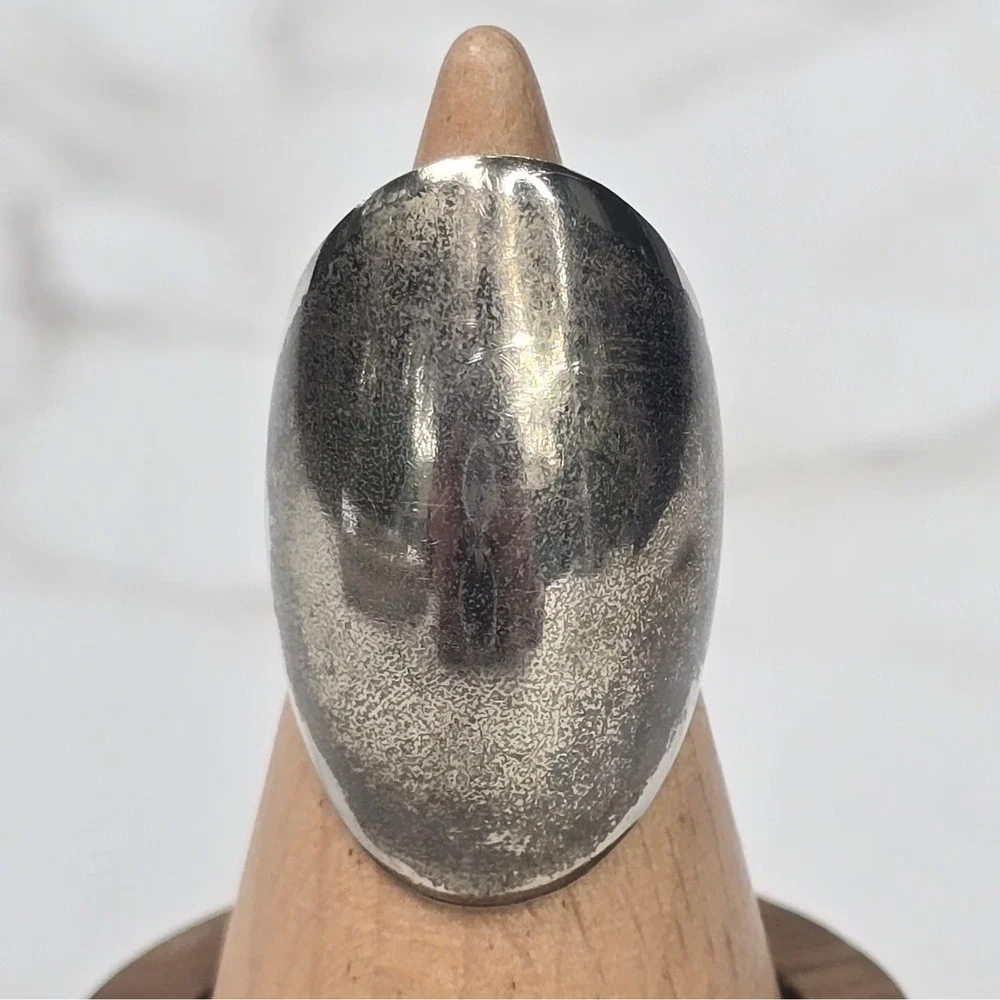 925 Sterling Silver Shield Ring Size 5.5 Minimalist Wide Tapered Band Statement